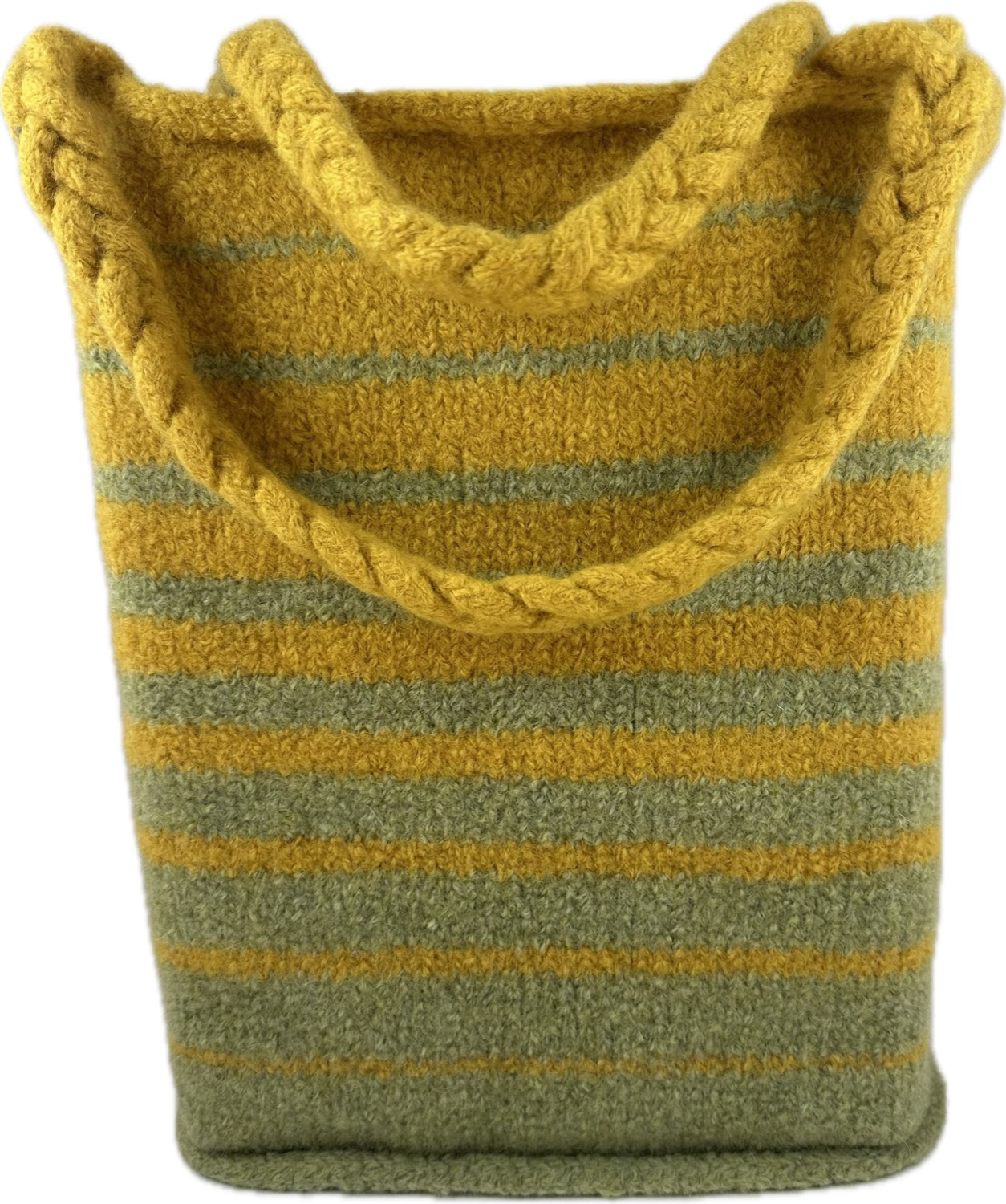 Sage green and mustard felted tote